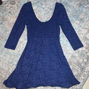 Free‎ People Deep Blue Lace Mini Dress Y2K Fairy Dainty - small